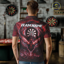 Load image into Gallery viewer, Lightning Red &amp; Grey Dragon Skull Dartboard Custom Men Darts Polo Shirt, Dart Jerseys NYN1807