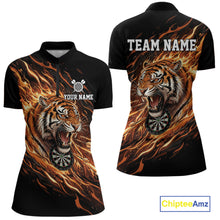 Load image into Gallery viewer, Orange Flaming Tiger Funny Darts Custom Women's Dart Quarter-Zip Shirts Team Dart League Jerseys NYN2076