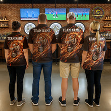 Load image into Gallery viewer, Orange Flaming Tiger Funny Darts Custom Women's Dart Polo Shirts Team Dart League Jerseys NYN2076