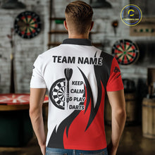 Load image into Gallery viewer, Keep Calm &amp; Play Darts Custom Black-Red Dartboard Dart Shirts For Men Dart Team Jerseys NYN0061