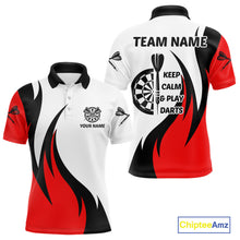 Load image into Gallery viewer, Keep Calm &amp; Play Darts Custom Black-Red Dartboard Dart Shirts For Men Dart Team Jerseys NYN0061