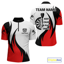 Load image into Gallery viewer, Keep Calm &amp; Play Darts Custom Black-Red Dartboard Dart Shirts For Men Dart Team Jerseys NYN0061