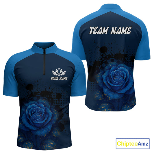 Dripping Dartboard & Navy Roses Darts Shirt For Men - Customizable Name & Team NYN0410