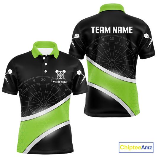 Green Halftone Pattern Dartboard Men's Darts Shirt - Custom Name For Dart Players NYN0412