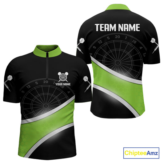 Green Halftone Pattern Dartboard Men's Darts Shirt - Custom Name For Dart Players NYN0412