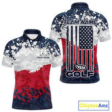 Load image into Gallery viewer, American flag splatter mens golf polo patriotic golf top