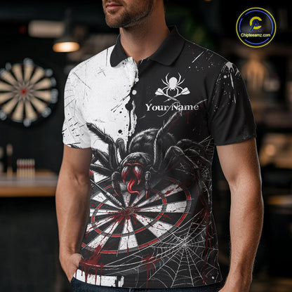 Personalized Black & Red Dripping Spider Men Dart Polo Shirts Custom Dart League Jerseys NYN2095