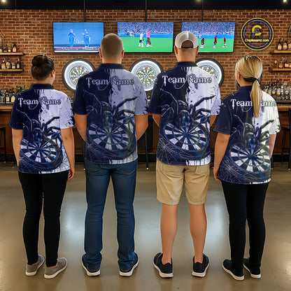 Personalized Black & Blue Dripping Spider Women Dart Polo Shirts Custom Dart League Jerseys NYN2097