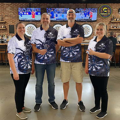 Personalized Black & Blue Dripping Spider Women Dart Polo Shirts Custom Dart League Jerseys NYN2097