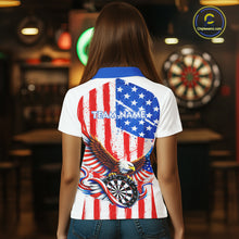 Load image into Gallery viewer, Personalized Eagle US Flag Patriotic Women Darts Polo Shirt Custom Freedom-Day Dart Team Jersey NYN2620