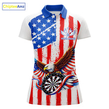 Load image into Gallery viewer, Personalized Eagle US Flag Patriotic Women Darts Polo Shirt Custom Freedom-Day Dart Team Jersey NYN2620