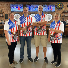 Load image into Gallery viewer, Personalized Eagle US Flag Patriotic Women Darts Polo Shirt Custom Freedom-Day Dart Team Jersey NYN2620