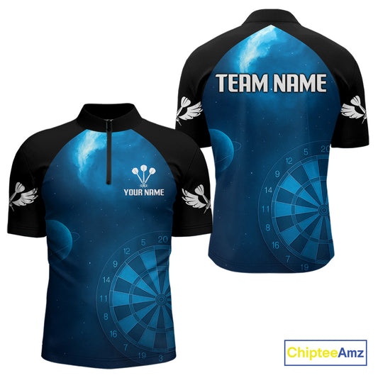 Galaxy-Themed Darts In Space Men's Darts Shirt - Custom Name For Dart Players NYN0422