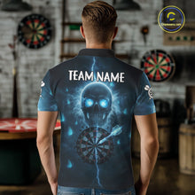 Load image into Gallery viewer, Custom Blue Skull Butterflies Lightning Dartboard Men Darts Polo Shirt, Dart Jerseys NYN1842