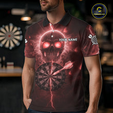 Load image into Gallery viewer, Custom Red Skull Butterflies Lightning Dartboard Men Darts Polo Shirt, Dart Jerseys NYN1843
