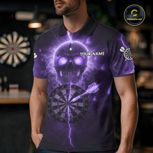 Load image into Gallery viewer, Custom Purple Skull Butterflies Lightning Dartboard Men Darts Polo Shirt, Dart Jerseys NYN1844