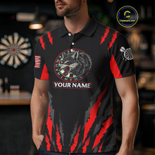 Load image into Gallery viewer, Custom Black-Red Wolf Dartboard Dart Shirts For Men US Flag Dart Team Jerseys NYN0073