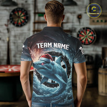 Load image into Gallery viewer, Snowflake Ice Shark Dartboard Funny Men Darts Polo Shirt Custom Christmas Dart Jerseys NYN1861