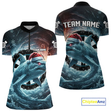 Load image into Gallery viewer, Snowflake Ice Shark Dartboard Funny Women Darts Quarter-Zip Shirt Custom Christmas Dart Jerseys NYN1861
