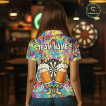 Load image into Gallery viewer, Funny Beers &amp; Dartboard Graffiti Custom Darts Polo Shirt For Women Colorful Dart Jerseys NYN1863