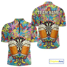 Load image into Gallery viewer, Funny Beers &amp; Dartboard Graffiti Custom Darts Quarter-Zip Shirt For Men Colorful Dart Jerseys NYN1863