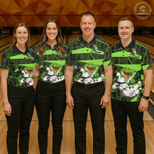 Load image into Gallery viewer, Funny Crocodile Mens Bowling Shirt Custom Green Skin Crocodile Polo Quarter-Zip Bowling Team Attire NYN3686