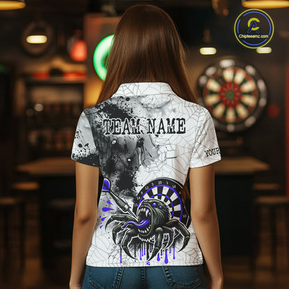 Personalized Dripping Black And Purple Spider Dart Polo Shirts For Women, Custom Dart Jerseys NYN2117