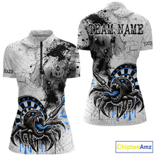 Load image into Gallery viewer, Personalized Dripping Black And Blue Spider Dart Quarter- Zip Shirts For Women, Custom Dart Jerseys NYN2118
