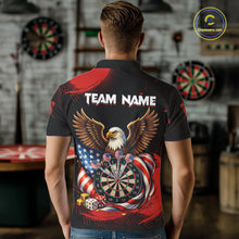 Load image into Gallery viewer, Personalized Red Grunge US Flag Eagle Dart Shirts For Men Patriotic Dart Polo &amp; 1/4-Zip Jersey NYN2780