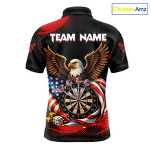 Load image into Gallery viewer, Personalized Red Grunge US Flag Eagle Dart Shirts For Men Patriotic Dart Polo &amp; 1/4-Zip Jersey NYN2780