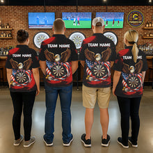 Load image into Gallery viewer, Personalized Red Grunge US Flag Eagle Dart Shirts For Men Patriotic Dart Polo &amp; 1/4-Zip Jersey NYN2780
