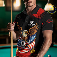 Load image into Gallery viewer, Custom Red Grunge US Flag Eagle Billiard Pool Shirts For Men 8 Ball Patriotic Billiard Team Attire NYN2781