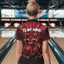 Load image into Gallery viewer, Red Flames Custom Funny Raccoon Womens Bowling Shirts Bowling Team Shirt For Bowlers NYN3411