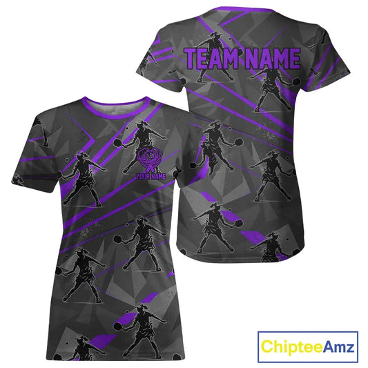 Custom Grey And Purple Pickleball Ball Jerseys For Women Pickleball Paddle League Shirts NYN2128