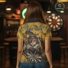 Load image into Gallery viewer, Funny Cat Cracked Darts Shirt For Women Custom Yellow Grunge Darts Team Jersey, Darts Gifts NYN3006