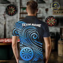Load image into Gallery viewer, Black Blue Tribal Pattern Men Darts Polo &amp; 1/4-Zip Shirt Personalized Tribal Dart Team Appeal NYN3007