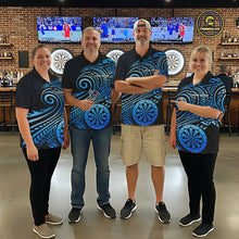Load image into Gallery viewer, Black Blue Tribal Pattern Men Darts Polo &amp; 1/4-Zip Shirt Personalized Tribal Dart Team Appeal NYN3007