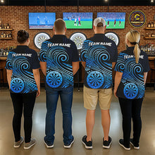 Load image into Gallery viewer, Black Blue Tribal Pattern Men Darts Polo &amp; 1/4-Zip Shirt Personalized Tribal Dart Team Appeal NYN3007