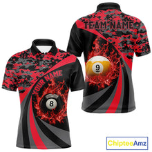 Load image into Gallery viewer, Black Red Camo Flame 8 Ball 9 Ball Pool Shirt For Men Custom Billiard Team Jersey