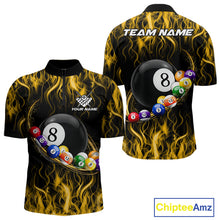 Load image into Gallery viewer, Yellow Light Fire Flame 8 Ball Pool Shirt For Men Custom Billiard Ball Team Jersey