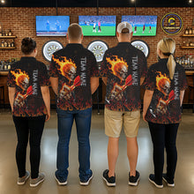 Load image into Gallery viewer, Custom Red Flames Skull Darts Polo 1/4 Zip Shirts For Women, Skeleton Dart Team Tournament Jerseys NYN3717