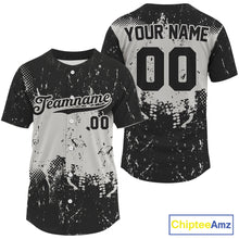 Load image into Gallery viewer, Custom Black White Grunge Baseball Ball Shirt For Men Baseball Team Jerseys NYN1592