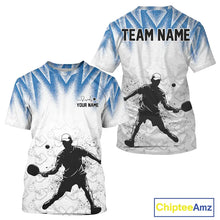Load image into Gallery viewer, Custom White And Blue Grunge Pickleball Paddle League Jerseys Men Pickleball Team Shirts NYN2142