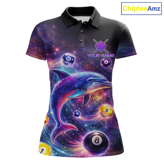 Funny Dolphin Rainbow Galaxy Pool Ball Billiard Shirt For Women Personalized Billiard Team Apparel NYN2637