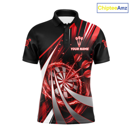 Custom Red Flaming Dartboard & Arrow Men Darts Polo & 1/4-Zip Shirts Dart Team Jerseys NYN2800
