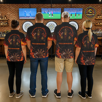 Personalized Grim Reaper Red Flames Smoke Dartboard Darts Shirts For Women Dart Team Jerseys NYN2803