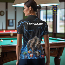 Load image into Gallery viewer, Funny Rhino Billiard 8 Ball Pool Shirt For Women Custom Thunder Lightning Billiard Team Jersey | Blue NYN3436