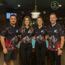 Load image into Gallery viewer, Funny Rhino Billiard 8 Ball Pool Shirt For Men Custom Thunder Lightning Billiard Team Jersey | Red NYN3437