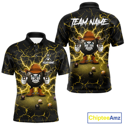 Billiard 8 ball cowboy funny pool shirt for men custom thunder yellow team attire