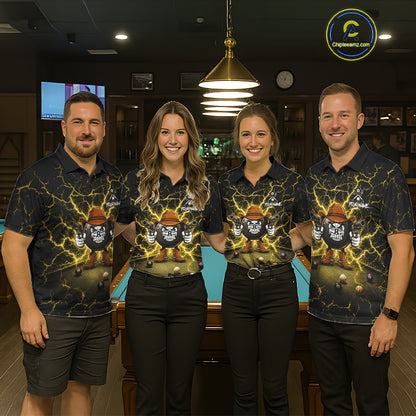 Billiard 8 Ball Cowboy Funny Pool Shirt For Men Custom Thunder Yellow Team Billiard Attire NYN3443